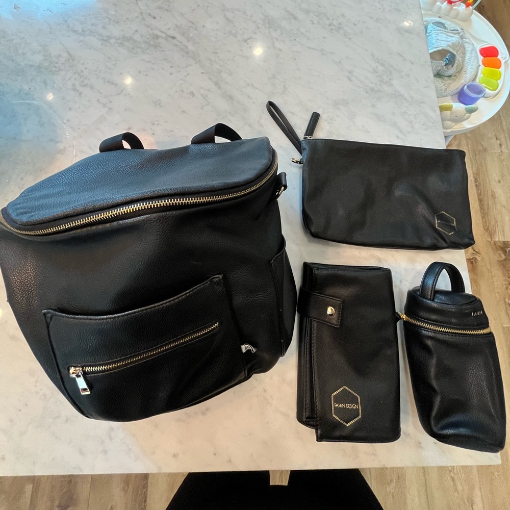Original Fawn Leather Diaper Bag Bundle